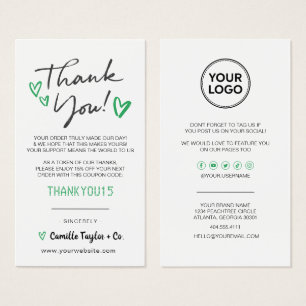 Business Thank You & Discount Code Card Modern