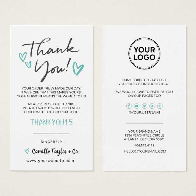 Business Thank You & Discount Code Card | Modern  (Front & Back)