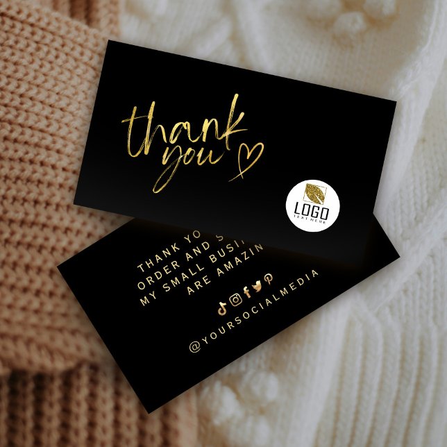 Business Thank You Elegant Black and Gold Business Card (Business Thank You Elegant Black and Gold Business Card #blackgoldthankyoucard #elegantthankyou)