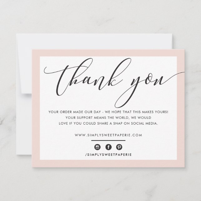 BUSINESS THANK YOU elegant black blush pink LOGO (Front)