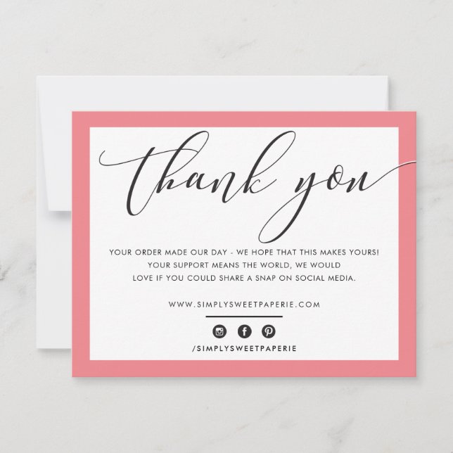BUSINESS THANK YOU elegant black coral pink LOGO (Front)