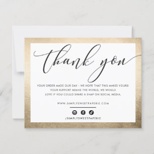 BUSINESS THANK YOU elegant black gold look LOGO Card