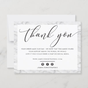 BUSINESS THANK YOU elegant black grey marble LOGO Card