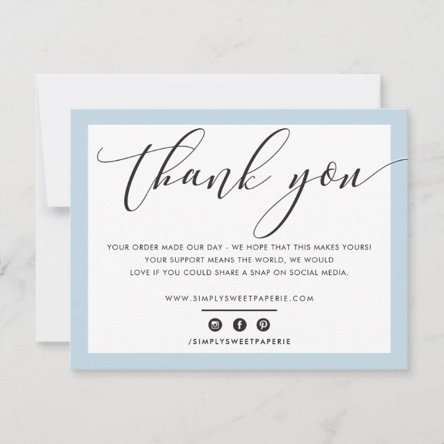 BUSINESS THANK YOU elegant black pale blue LOGO (Front)
