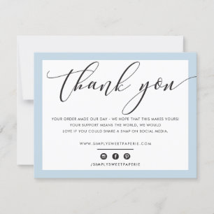 BUSINESS THANK YOU elegant black pale blue LOGO Card
