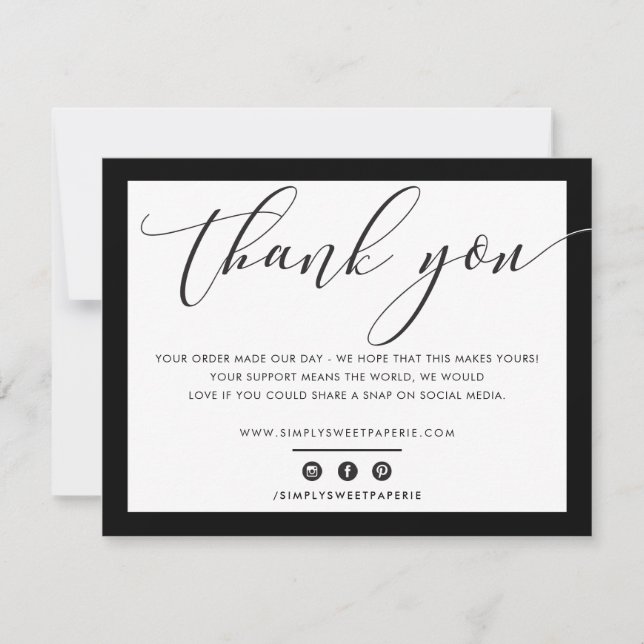 BUSINESS THANK YOU elegant modern black white LOGO (Front)