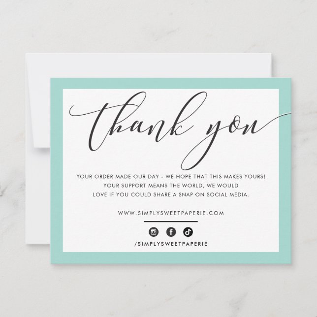 BUSINESS THANK YOU elegant modern mint green LOGO (Front)