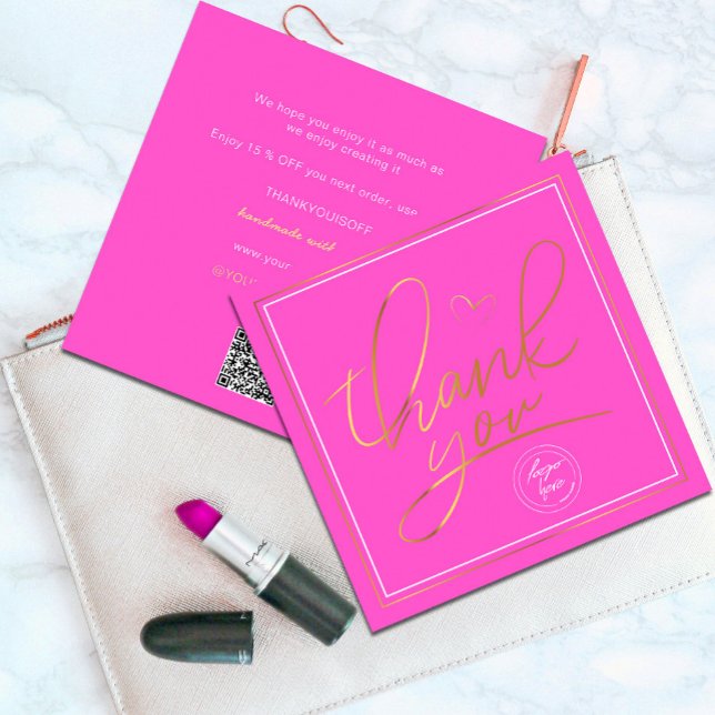 Business Thank You Elegant Pink and Gold  (Professional Business Thank You Elegant Pink Gold Card. Send and extra special THANK YOU message)