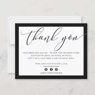 BUSINESS THANK YOU elegant plain black LOGO Card