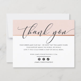 BUSINESS THANK YOU elegant rose gold blush pink  Card