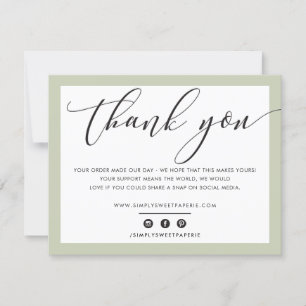BUSINESS THANK YOU elegant sage green LOGO Card