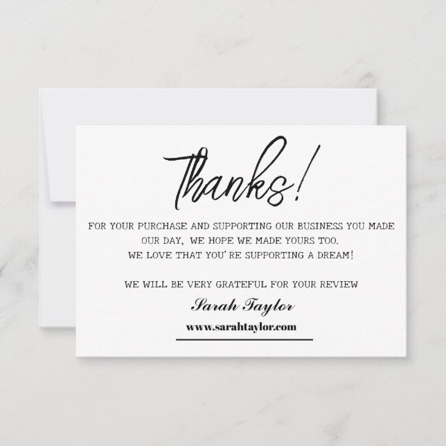Business Thank You Elegant Script Bold Custom  Card (Front)