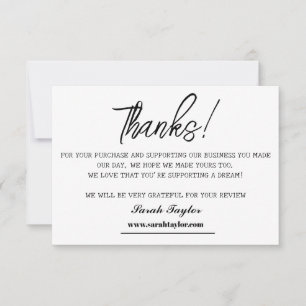 Business Thank You Elegant Script Bold Custom  Card