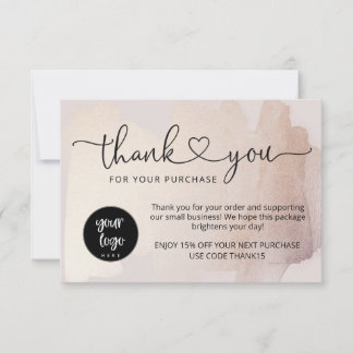 Business Thank You For Order Insert Gold Blush Card