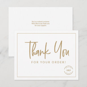 Business Thank you for you order Custom Logo Gold Card