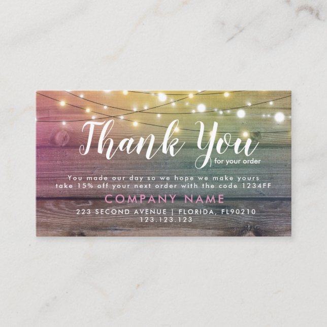 Business Thank You for your business thanks order Business Card (Front)