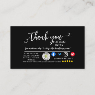 Business Thank You for your order marketing card