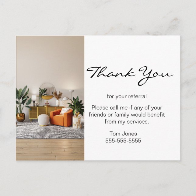 Business Thank You for your referal real estate Bu Postcard (Front)