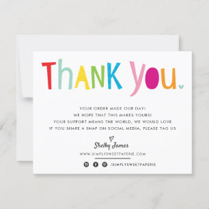 BUSINESS THANK YOU fun bright colourful typography Card