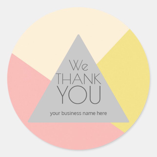 Business Thank You Geometric Pastels Classic Round Sticker (Front)