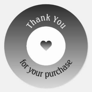 Business Thank You Heart Sticker Silver Grey
