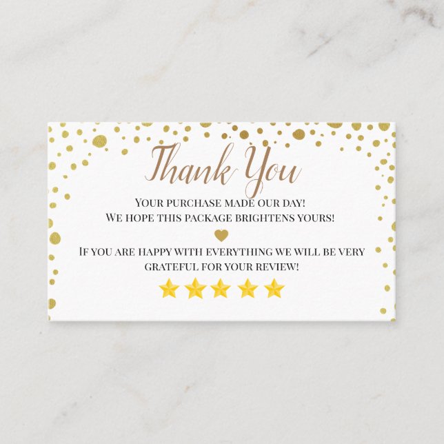 business thank you homemade Gold heart Business Card (Front)