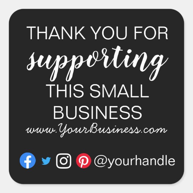 Business Thank You insert card modern packaging Square Sticker (Front)