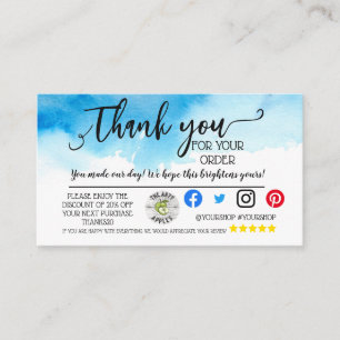 Business Thank You insert card order followup