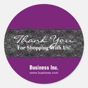 Business Thank You Lace Purple Classic Round Sticker