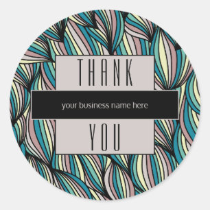 Business Thank You Lavender and Black Abstract Classic Round Sticker