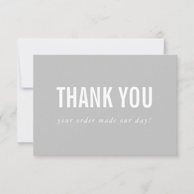 BUSINESS THANK YOU logo modern order insert grey Card (Front)
