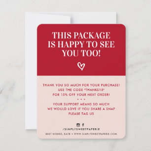 BUSINESS THANK YOU minimal modern bold pink red Card