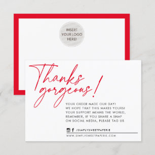 BUSINESS THANK YOU modern ball pen bright red Card