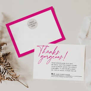 BUSINESS THANK YOU modern ball pen hot pink Card