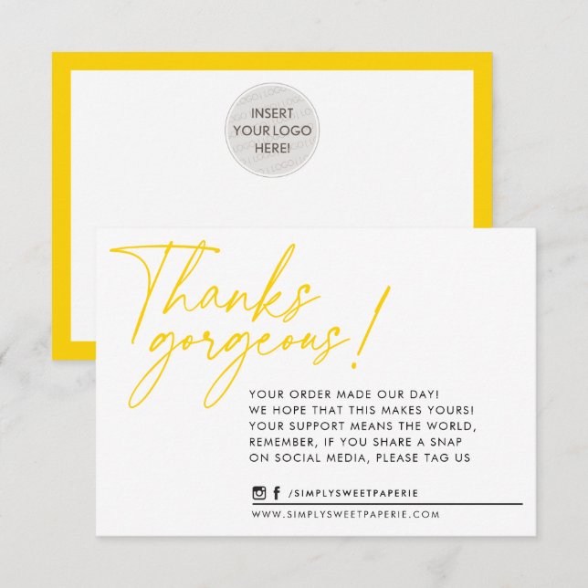 BUSINESS THANK YOU modern ball pen old yellow (Front/Back)