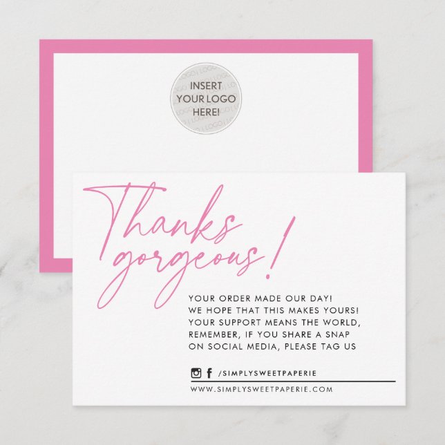 BUSINESS THANK YOU modern ball pen pink (Front/Back)