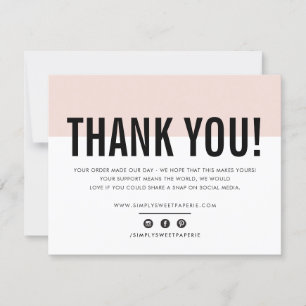 BUSINESS THANK YOU modern bold blush pink LOGO Card