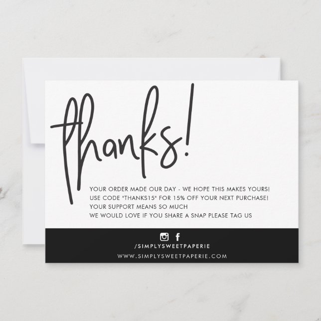 BUSINESS THANK YOU modern bold handlettered black (Front)