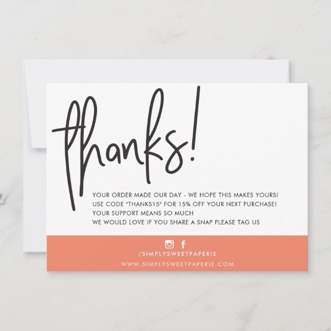 BUSINESS THANK YOU modern bold handlettered orange (Front)