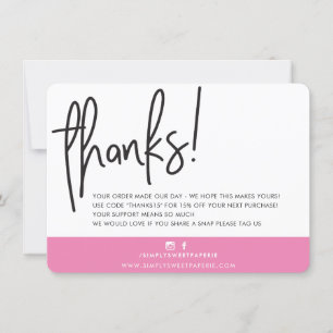 BUSINESS THANK YOU modern bold handlettered pink Card