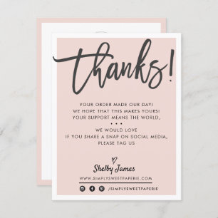 BUSINESS THANK YOU modern chic blush pink black