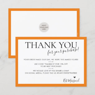 BUSINESS THANK YOU modern chic bright orange Card