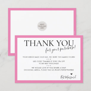 BUSINESS THANK YOU modern chic cute candy pink Card