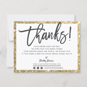 BUSINESS THANK YOU modern chic gold glitter black