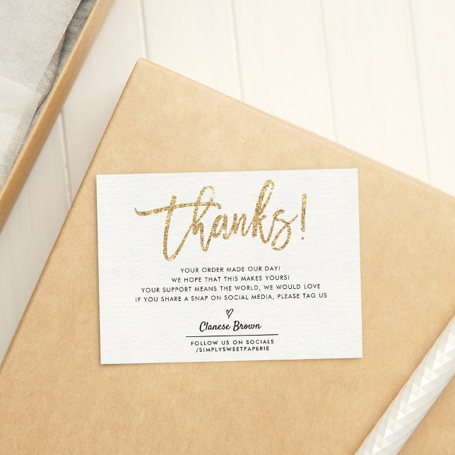 BUSINESS THANK YOU modern chic gold glitter Card (Creator Uploaded)