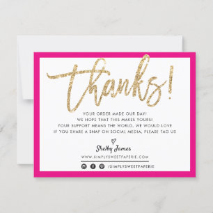 BUSINESS THANK YOU modern chic gold glitter script Card