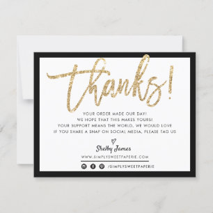BUSINESS THANK YOU modern chic gold glitter script Card