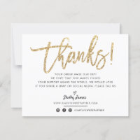 BUSINESS THANK YOU modern chic gold glitter script
