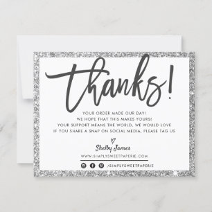 BUSINESS THANK YOU modern chic silver glitter
