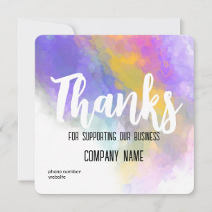 Business Thank You Modern Colourful Watercolor Art Card